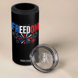 Freedom Funny 4th of July Couple Matching 4 in 1 Can Cooler Tumbler US Fireworks