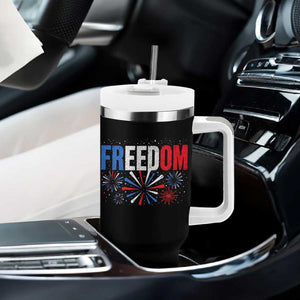 Freedom Funny 4th of July Couple Matching Tumbler With Handle US Fireworks
