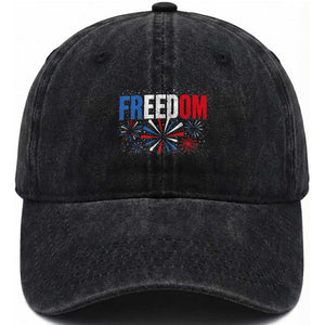 Freedom Funny 4th of July Couple Matching Washed Cotton Baseball Cap US Fireworks