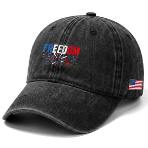 Freedom Funny 4th of July Couple Matching Washed Cotton Baseball Cap US Fireworks