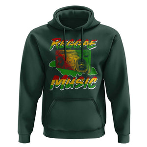 Reggae Music Hoodie Rastafari Rasta Jamaica Boombox TS11 Dark Forest Green Print Your Wear