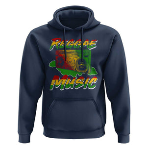 Reggae Music Hoodie Rastafari Rasta Jamaica Boombox TS11 Navy Print Your Wear