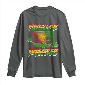 Reggae Music Long Sleeve Shirt Rastafari Rasta Jamaica Boombox TS11 Dark Heather Print Your Wear