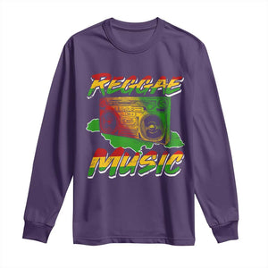 Reggae Music Long Sleeve Shirt Rastafari Rasta Jamaica Boombox TS11 Purple Print Your Wear