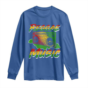 Reggae Music Long Sleeve Shirt Rastafari Rasta Jamaica Boombox TS11 Royal Blue Print Your Wear