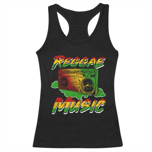 Reggae Music Racerback Tank Top Rastafari Rasta Jamaica Boombox TS11 Black Print Your Wear
