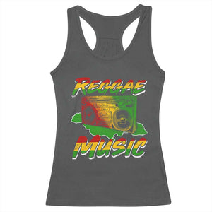 Reggae Music Racerback Tank Top Rastafari Rasta Jamaica Boombox TS11 Dark Heather Print Your Wear