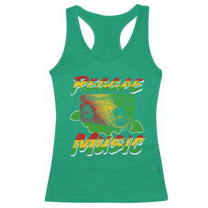Reggae Music Racerback Tank Top Rastafari Rasta Jamaica Boombox TS11 Irish Green Print Your Wear