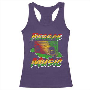 Reggae Music Racerback Tank Top Rastafari Rasta Jamaica Boombox TS11 Purple Print Your Wear