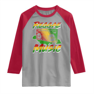 Reggae Music Raglan Shirt Rastafari Rasta Jamaica Boombox TS11 Sport Gray Red Print Your Wear
