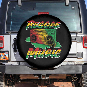 Reggae Music Spare Tire Cover Rastafari Rasta Jamaica Boombox TS11 No hole Black Print Your Wear