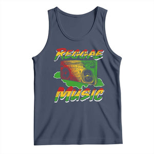 Reggae Music Tank Top Rastafari Rasta Jamaica Boombox TS11 Navy Print Your Wear