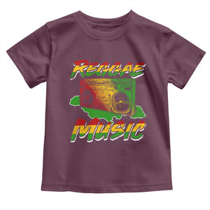 Reggae Music Toddler T Shirt Rastafari Rasta Jamaica Boombox TS11 Maroon Print Your Wear
