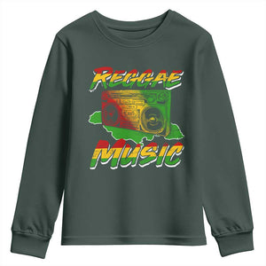 Reggae Music Youth Sweatshirt Rastafari Rasta Jamaica Boombox TS11 Dark Forest Green Print Your Wear