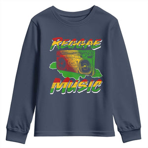 Reggae Music Youth Sweatshirt Rastafari Rasta Jamaica Boombox TS11 Navy Print Your Wear