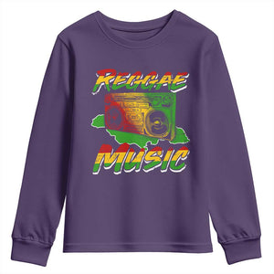 Reggae Music Youth Sweatshirt Rastafari Rasta Jamaica Boombox TS11 Purple Print Your Wear