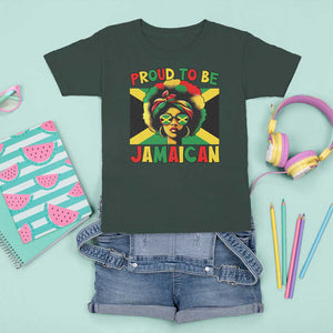 Proud To Be Jamaican T Shirt For Kid Jamaica Pride Flag Girl Sunglasses TS11 Dark Forest Green Print Your Wear