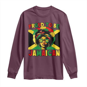 Proud To Be Jamaican Long Sleeve Shirt Jamaica Pride Flag Girl Sunglasses TS11 Maroon Print Your Wear