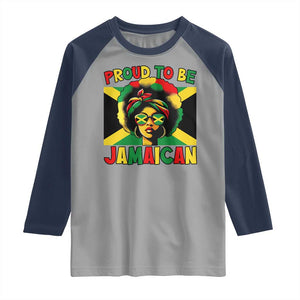 Proud To Be Jamaican Raglan Shirt Jamaica Pride Flag Girl Sunglasses TS11 Sport Gray Navy Print Your Wear