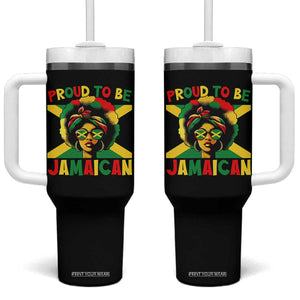 Proud To Be Jamaican Tumbler With Handle Jamaica Pride Flag Girl Sunglasses TS11 One Size: 40 oz Black Print Your Wear
