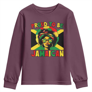 Proud To Be Jamaican Youth Sweatshirt Jamaica Pride Flag Girl Sunglasses TS11 Maroon Print Your Wear