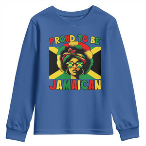 Proud To Be Jamaican Youth Sweatshirt Jamaica Pride Flag Girl Sunglasses TS11 Royal Blue Print Your Wear
