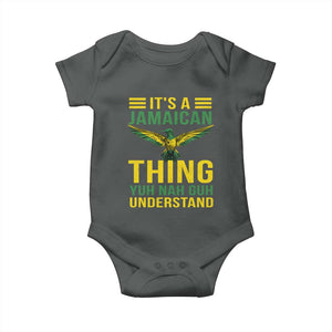 It's A Jamaican Thing Yuh Nah Guh Understand Baby Onesie Jamaica Hummingbird TS11 Dark Heather Print Your Wear