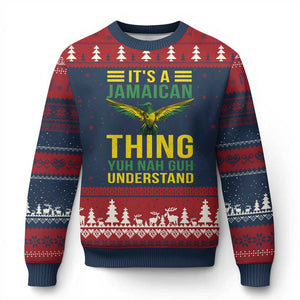 It's A Jamaican Thing Yuh Nah Guh Understand Ugly Christmas Sweater Jamaica Hummingbird TS11 Navy Red Print Your Wear
