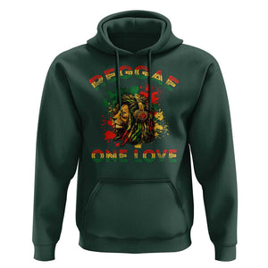 Reggae One Love Hoodie Rasta Music Jamaican Pride Headphones Lion TS11 Dark Forest Green Print Your Wear
