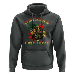 Reggae One Love Hoodie Rasta Music Jamaican Pride Headphones Lion TS11 Dark Heather Print Your Wear