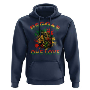 Reggae One Love Hoodie Rasta Music Jamaican Pride Headphones Lion TS11 Navy Print Your Wear
