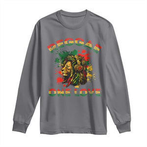 Reggae One Love Long Sleeve Shirt Rasta Music Jamaican Pride Headphones Lion TS11 Charcoal Print Your Wear