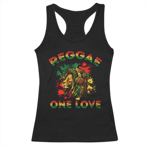 Reggae One Love Racerback Tank Top Rasta Music Jamaican Pride Headphones Lion TS11 Black Print Your Wear