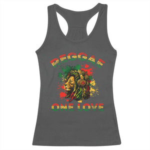 Reggae One Love Racerback Tank Top Rasta Music Jamaican Pride Headphones Lion TS11 Dark Heather Print Your Wear