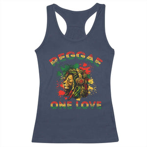 Reggae One Love Racerback Tank Top Rasta Music Jamaican Pride Headphones Lion TS11 Navy Print Your Wear