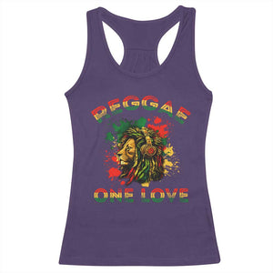 Reggae One Love Racerback Tank Top Rasta Music Jamaican Pride Headphones Lion TS11 Purple Print Your Wear