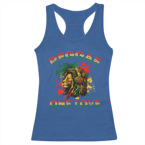Reggae One Love Racerback Tank Top Rasta Music Jamaican Pride Headphones Lion TS11 Royal Blue Print Your Wear