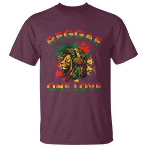 Reggae One Love T Shirt Rasta Music Jamaican Pride Headphones Lion TS11 Maroon Print Your Wear