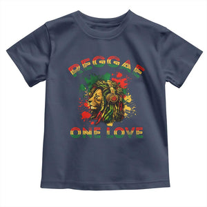 Reggae One Love Toddler T Shirt Rasta Music Jamaican Pride Headphones Lion TS11 Navy Print Your Wear