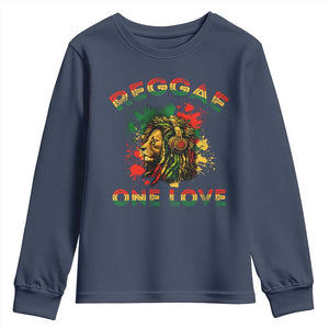 Reggae One Love Youth Sweatshirt Rasta Music Jamaican Pride Headphones Lion TS11 Navy Print Your Wear