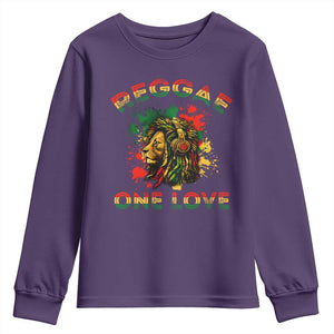 Reggae One Love Youth Sweatshirt Rasta Music Jamaican Pride Headphones Lion TS11 Purple Print Your Wear