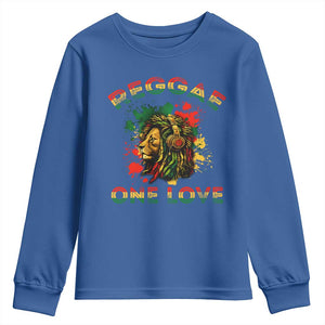 Reggae One Love Youth Sweatshirt Rasta Music Jamaican Pride Headphones Lion TS11 Royal Blue Print Your Wear