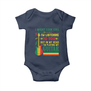Rasta Reggae Music Baby Onesie Funny I Might Look Like I'm Listening But I'm Playing My Guitar TS11 Navy Print Your Wear
