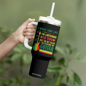 Rasta Reggae Music Tumbler With Handle Funny I Might Look Like I'm Listening But I'm Playing My Guitar TS11 Print Your Wear