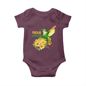 Proud Jamaican Baby Onesie Jamaica Flag Hummingbird Hibiscus TS11 Maroon Print Your Wear