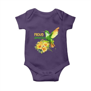 Proud Jamaican Baby Onesie Jamaica Flag Hummingbird Hibiscus TS11 Purple Print Your Wear