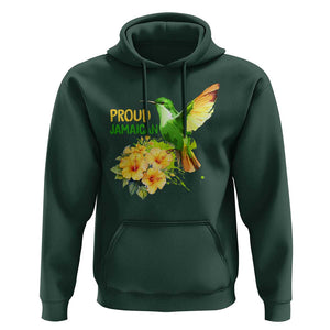 Proud Jamaican Hoodie Jamaica Flag Hummingbird Hibiscus TS11 Dark Forest Green Print Your Wear