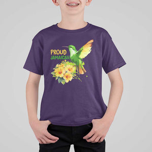Proud Jamaican T Shirt For Kid Jamaica Flag Hummingbird Hibiscus TS11 Purple Print Your Wear