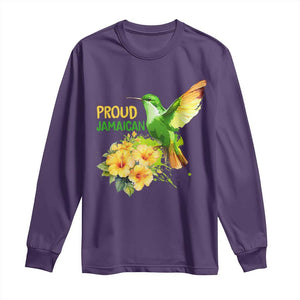 Proud Jamaican Long Sleeve Shirt Jamaica Flag Hummingbird Hibiscus TS11 Purple Print Your Wear