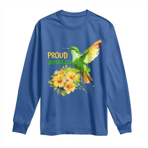 Proud Jamaican Long Sleeve Shirt Jamaica Flag Hummingbird Hibiscus TS11 Royal Blue Print Your Wear